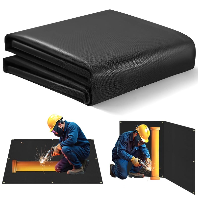 Heavy Duty Welding Blanket 4x6ft Silicone Coated Fiberglass Welding Curtain with Grommets Fireproof Insulation Blanket for Industrial Welding Cutting Multiuse Fire Blankets for Smoker GrillBlack